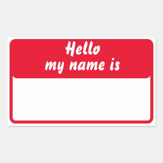 Sticker Rectangulaire Bonjour mon nom est (Devant)