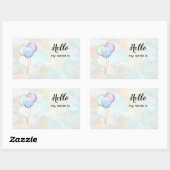 Sticker Rectangulaire Bonjour, Mon Nom Est Ballons De Parti (Feuille)