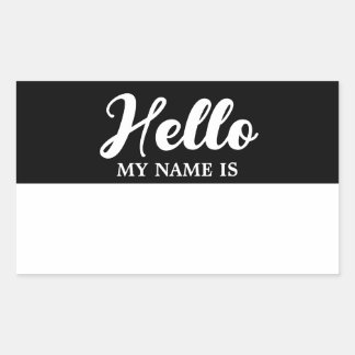 Sticker Rectangulaire Bonjour Mon Nom Est Noir Moderne Minimaliste Scrip