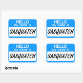 Sticker Rectangulaire Bonjour Nom Balise Sasquatch (Feuille)