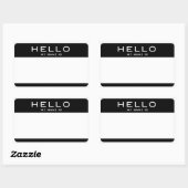Sticker Rectangulaire BONJOUR Personnalisable MON NOM EST Nom Balises St (Feuille)