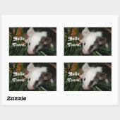 Sticker Rectangulaire Bonjour souris (Feuille)