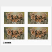 Sticker Rectangulaire Bonjour Yorkshire Terrier Chien Chien Chien de Gre (Feuille)