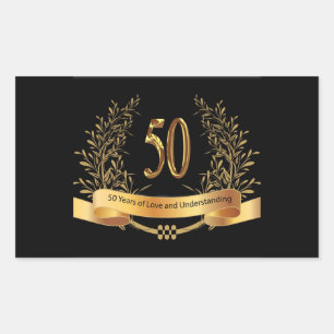 Sticker Rectangulaire Bonne 50e anniversaire de Mariage Cartes de voeux