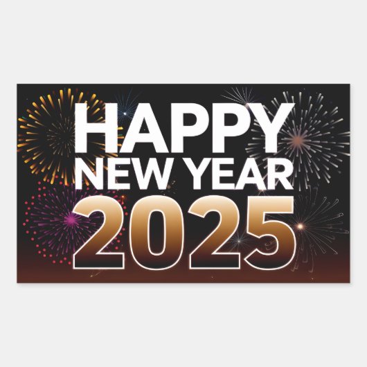Sticker Rectangulaire Bonne année 2025 (Devant)