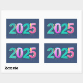 Sticker Rectangulaire Bonne année 2025 (Feuille)