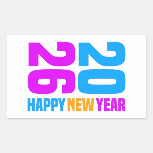 Sticker Rectangulaire Bonne année 2026-34568 (Devant)