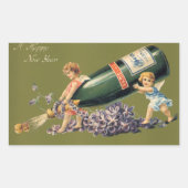 Sticker Rectangulaire Bonne année, Angels Vintages au Champagne (Devant)