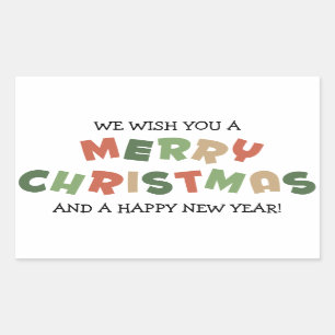 Sticker Rectangulaire Bonne année colorée de Joyeux Noël des textes