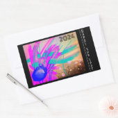 Sticker Rectangulaire Bonne année - Pré au coucher du soleil (Enveloppe)