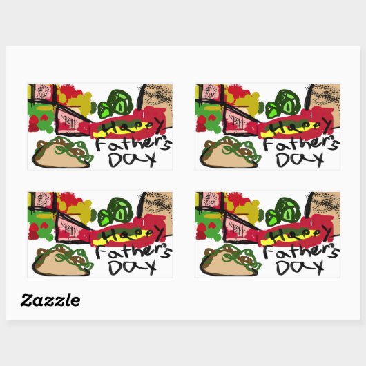 Sticker Rectangulaire Bonne Fête des pères (Feuille)