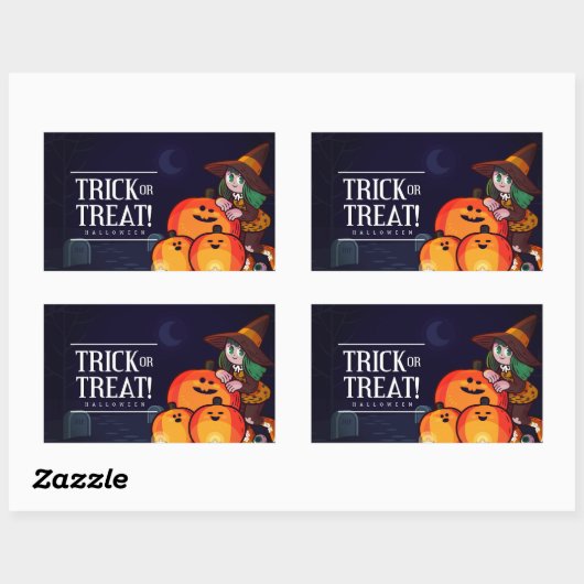 Sticker Rectangulaire Bonne fête d'Halloween (Feuille)