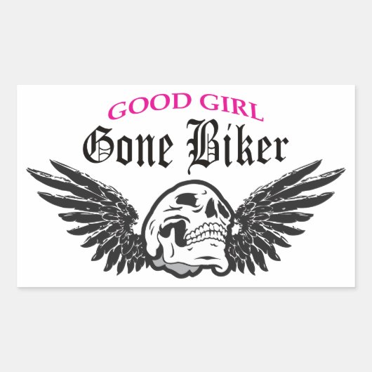 Sticker Rectangulaire Bonne Fille Gone Biker (Devant)