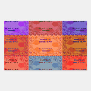 Sticker Rectangulaire Bonne journée et meilleur Night Pop Art Imprimer