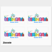 Sticker Rectangulaire Bonne licorne d'anniversaire (personnalisée) (Feuille)