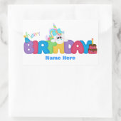 Sticker Rectangulaire Bonne licorne d'anniversaire (personnalisée) (Sac)