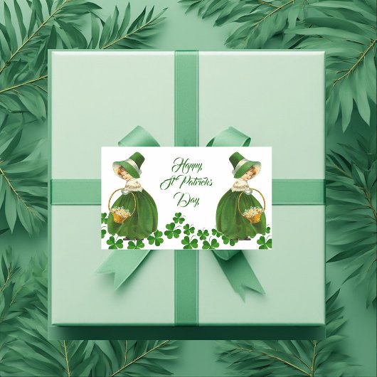 Sticker Rectangulaire Bonne St Patrick's Day Petite fille Shamrocks chan