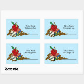 Sticker Rectangulaire Bookworm Red Apple Enseignant (Feuille)