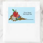 Sticker Rectangulaire Bookworm Red Apple Enseignant (Sac)