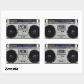 Sticker Rectangulaire Boombox Ghetto Blaster (Feuille)
