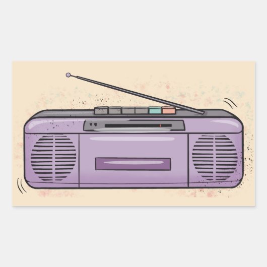 Sticker Rectangulaire Boombox violette (Devant)