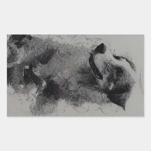 Sticker Rectangulaire border collie drawing second (Devant)