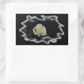 Sticker Rectangulaire Bords brûlés à la rose blanche (Sac)