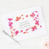 Sticker Rectangulaire Bords de fleurs d'aquarelle rose et orange chauds (Enveloppe)