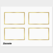 Sticker Rectangulaire Bordure blanche et or simple (Feuille)