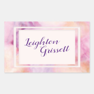 Sticker Rectangulaire Bordure de marbre rose orange