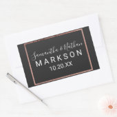 Sticker Rectangulaire Bordure rose Gold Outline Mariage noir simple (Enveloppe)