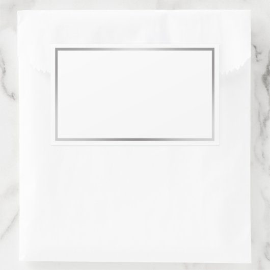 Sticker Rectangulaire Bordure simple en blanc et en argent (Sac)