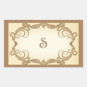 Sticker Rectangulaire Bordure vintage avec initiale