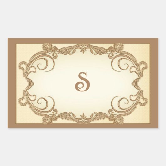 Sticker Rectangulaire Bordure vintage avec initiale (Devant)