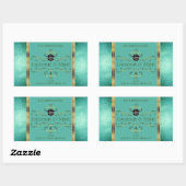 Sticker Rectangulaire Bordures de Parties scintillant turquoise Étiquett (Feuille)