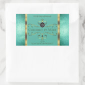 Sticker Rectangulaire Bordures de Parties scintillant turquoise Étiquett (Sac)