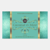 Sticker Rectangulaire Bordures de Parties scintillant turquoise Étiquett (Devant)