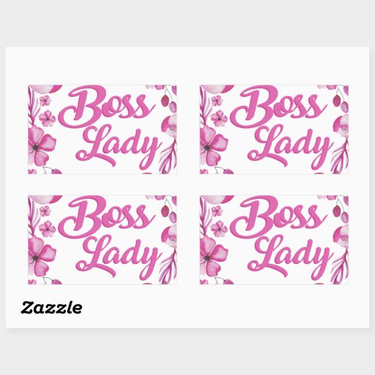 Sticker Rectangulaire Boss Boss Design rose (Feuille)