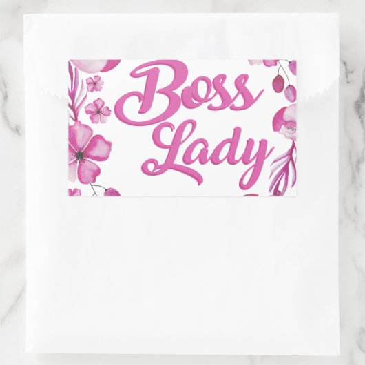 Sticker Rectangulaire Boss Boss Design rose (Sac)