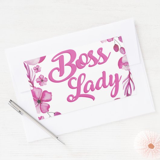 Sticker Rectangulaire Boss Boss Design rose (Enveloppe)
