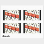 Sticker Rectangulaire Boss Day, Red Boss dans Clavier d'ordinateur (Feuille)