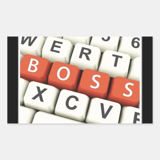 Sticker Rectangulaire Boss Day, Red Boss dans Clavier d'ordinateur (Devant)