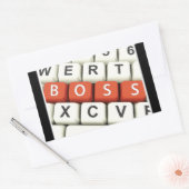 Sticker Rectangulaire Boss Day, Red Boss dans Clavier d'ordinateur (Enveloppe)