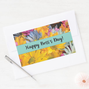 Sticker Rectangulaire Boss’s Day Merci Gerbera Daisies