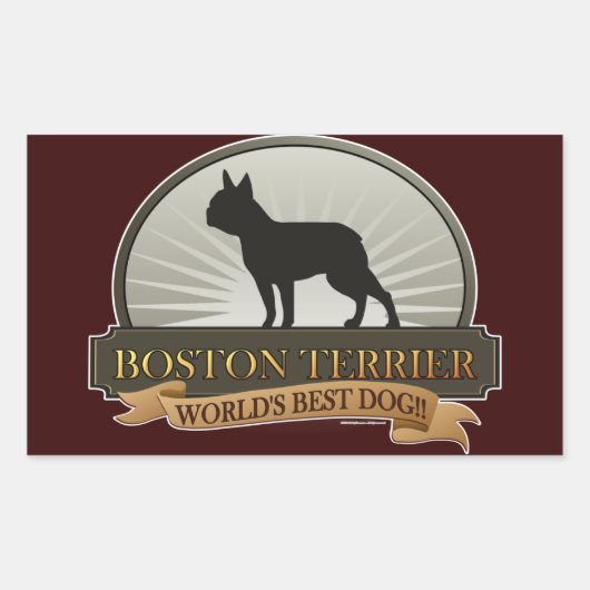 Sticker Rectangulaire Boston Terrier (Devant)