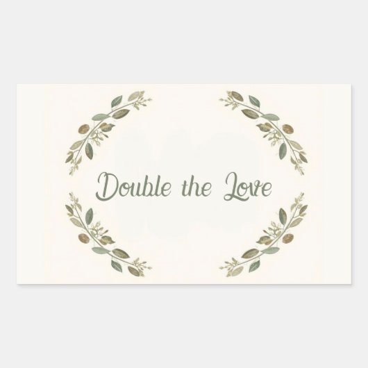 Sticker Rectangulaire Botanical Twin Baby Shower Olive Branch Boho Green (Devant)