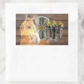 Sticker Rectangulaire Bottes de cow-boy de la roue Western Horse Wagon (Sac)