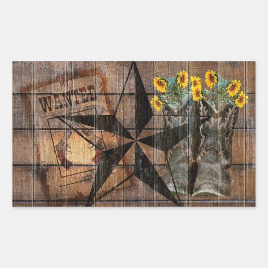 Sticker Rectangulaire Bottes Russe Texas Star Western Pistol Cowboy (Devant)