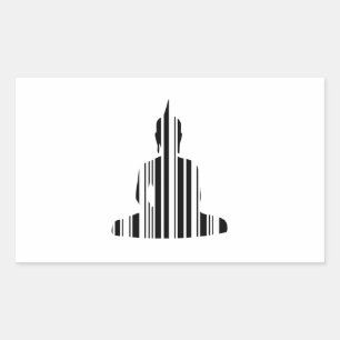 Sticker Rectangulaire BOUDDHA CODE BAR Bouddhiste Code-barres Motif Desi