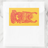 Sticker Rectangulaire Bouddha riant (rouge) (Sac)